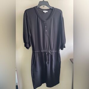 Calvin Klein Black Rayon Dress Buttons 3/4 Sleeve Size Medium